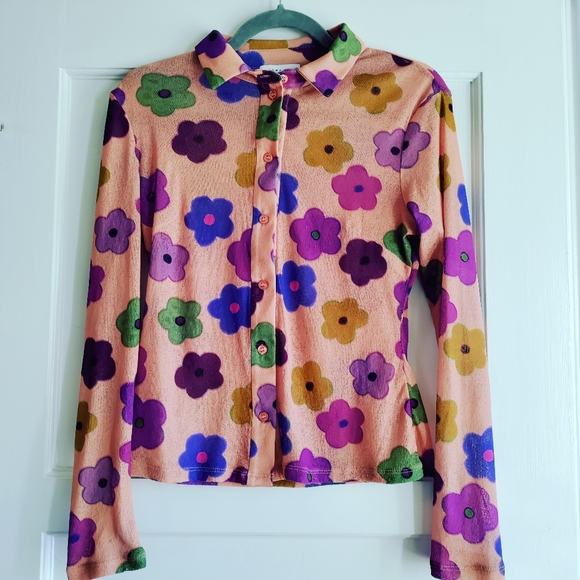 SOLD Topshop Floral Mesh Shirt - Picture 6 of 7